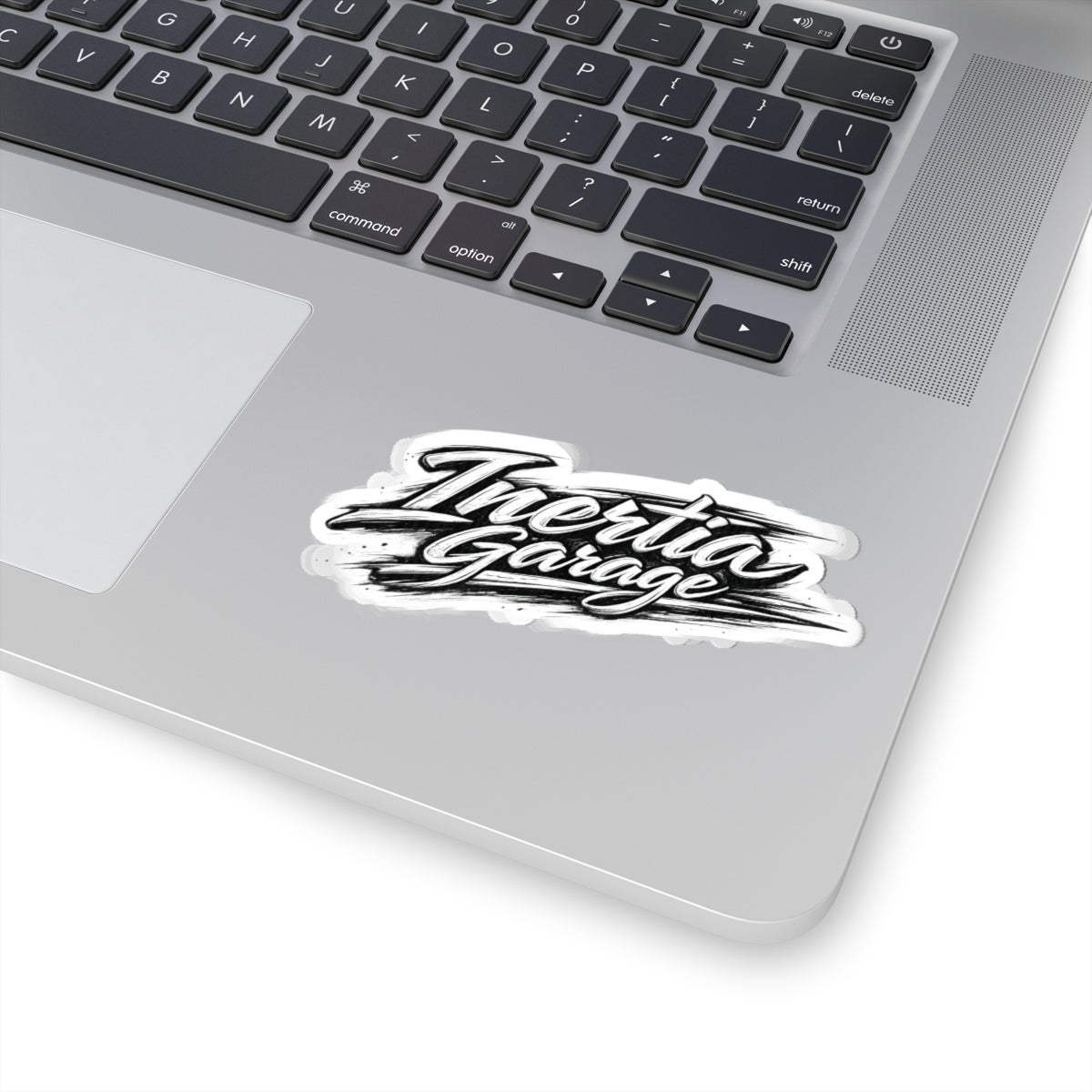 Inertia Garage Brush Script Sticker — Automotive Logo Kiss-Cut Decal