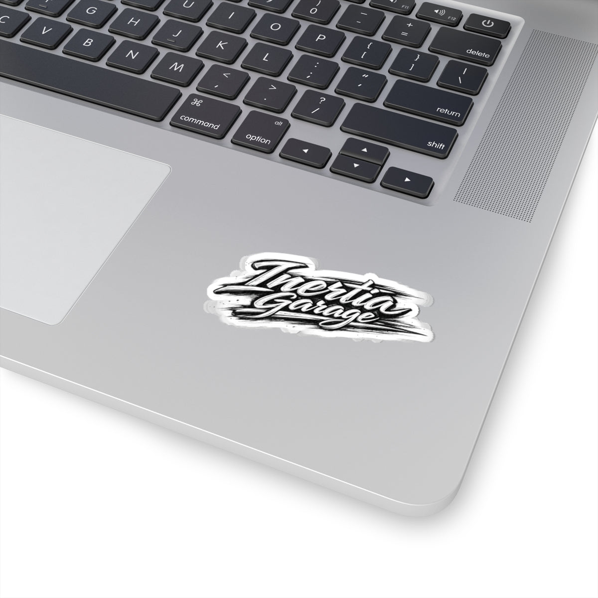 Inertia Garage Brush Script Sticker — Automotive Logo Kiss-Cut Decal